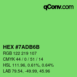 Color code: HEX #7ADB6B | qconv.com