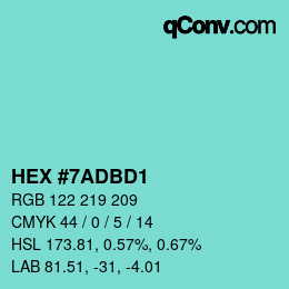 颜色代码: HEX #7ADBD1 | qconv.com