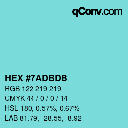 颜色代码: HEX #7ADBDB | qconv.com