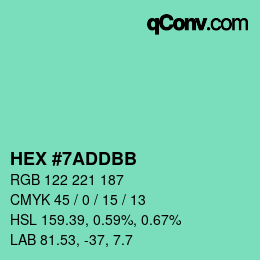 颜色代码: HEX #7ADDBB | qconv.com
