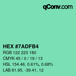 カラーコード: HEX #7ADFB4 | qconv.com