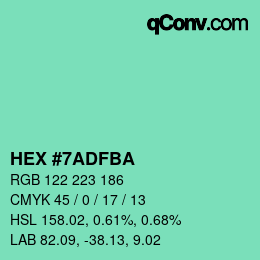 カラーコード: HEX #7ADFBA | qconv.com