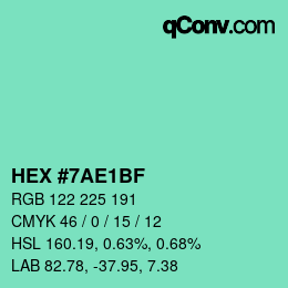 颜色代码: HEX #7AE1BF | qconv.com