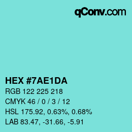 Color code: HEX #7AE1DA | qconv.com