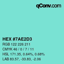Color code: HEX #7AE2D3 | qconv.com
