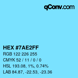 Color code: HEX #7AE2FF | qconv.com