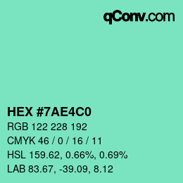 カラーコード: HEX #7AE4C0 | qconv.com
