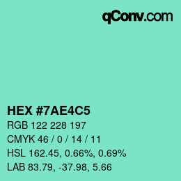 Color code: HEX #7AE4C5 | qconv.com