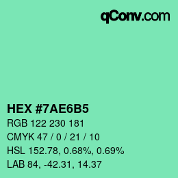 颜色代码: HEX #7AE6B5 | qconv.com