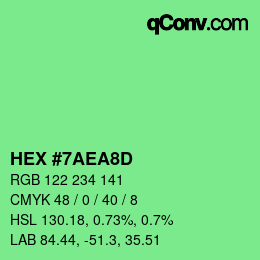 カラーコード: HEX #7AEA8D | qconv.com
