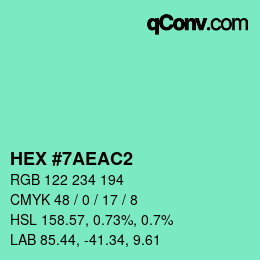 Color code: HEX #7AEAC2 | qconv.com