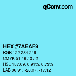 Color code: HEX #7AEAF9 | qconv.com
