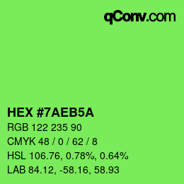 カラーコード: HEX #7AEB5A | qconv.com