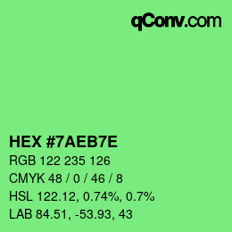 Color code: HEX #7AEB7E | qconv.com