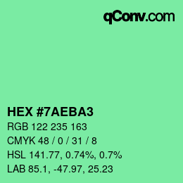 颜色代码: HEX #7AEBA3 | qconv.com