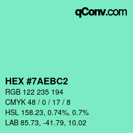 Color code: HEX #7AEBC2 | qconv.com