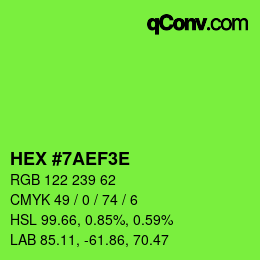 Farbcode: HEX #7AEF3E | qconv.com