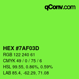 Color code: HEX #7AF03D | qconv.com