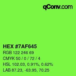 Farbcode: HEX #7AF645 | qconv.com