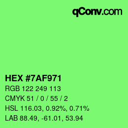 Color code: HEX #7AF971 | qconv.com
