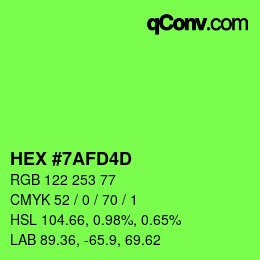 カラーコード: HEX #7AFD4D | qconv.com