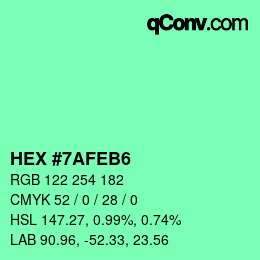 カラーコード: HEX #7AFEB6 | qconv.com