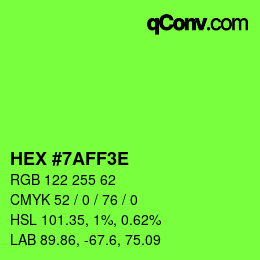 Color code: HEX #7AFF3E | qconv.com