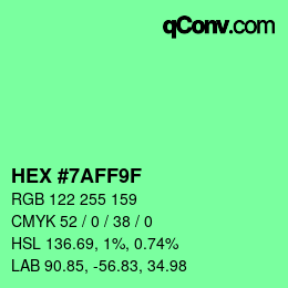 Color code: HEX #7AFF9F | qconv.com