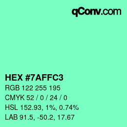 カラーコード: HEX #7AFFC3 | qconv.com