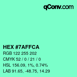 Color code: HEX #7AFFCA | qconv.com