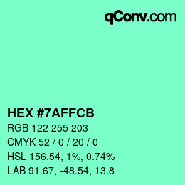 Color code: HEX #7AFFCB | qconv.com