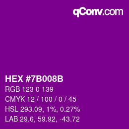 Color code: HEX #7B008B | qconv.com