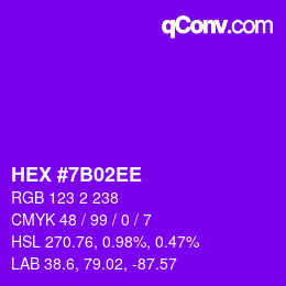 Color code: HEX #7B02EE | qconv.com