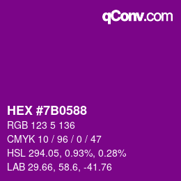 Color code: HEX #7B0588 | qconv.com