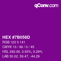 カラーコード: HEX #7B058D | qconv.com