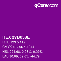 Color code: HEX #7B058E | qconv.com
