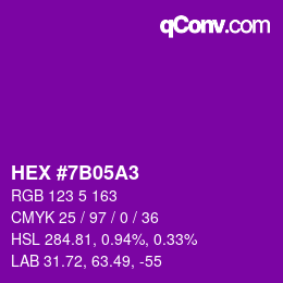 カラーコード: HEX #7B05A3 | qconv.com