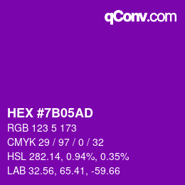 Color code: HEX #7B05AD | qconv.com