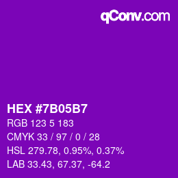 Color code: HEX #7B05B7 | qconv.com