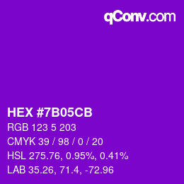 カラーコード: HEX #7B05CB | qconv.com