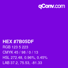 Color code: HEX #7B05DF | qconv.com