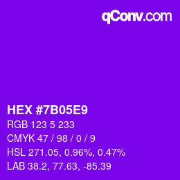 カラーコード: HEX #7B05E9 | qconv.com