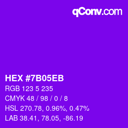颜色代码: HEX #7B05EB | qconv.com