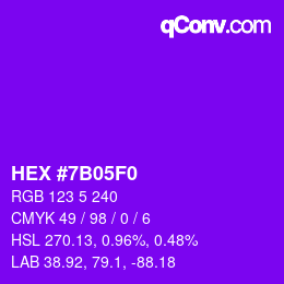 Color code: HEX #7B05F0 | qconv.com