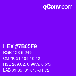 Farbcode: HEX #7B05F9 | qconv.com
