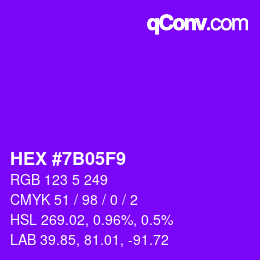 Color code: HEX #7B05F9 | qconv.com