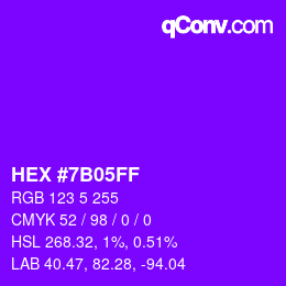 Farbcode: HEX #7B05FF | qconv.com