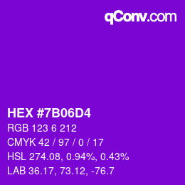 カラーコード: HEX #7B06D4 | qconv.com