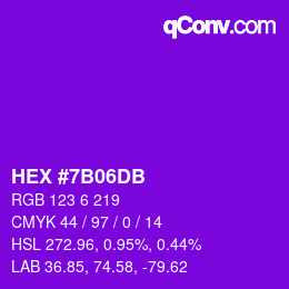 颜色代码: HEX #7B06DB | qconv.com