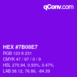 Color code: HEX #7B08E7 | qconv.com